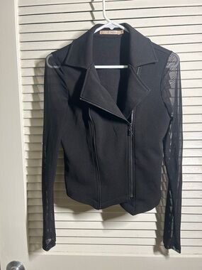 Have Black Mesh-Sleeve Moto Jacket